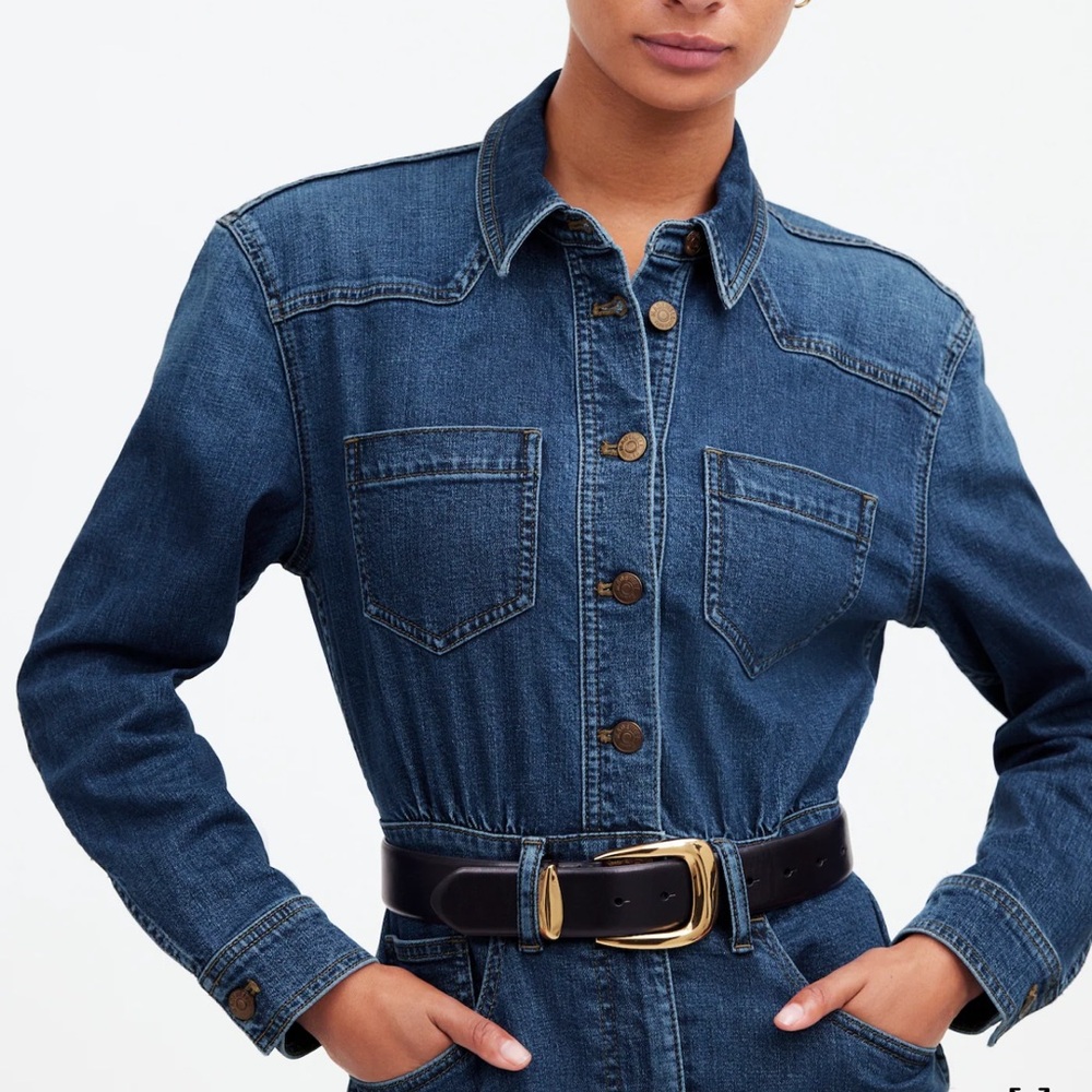 Denim Long-Sleeve Dress - Picture 2 of 3